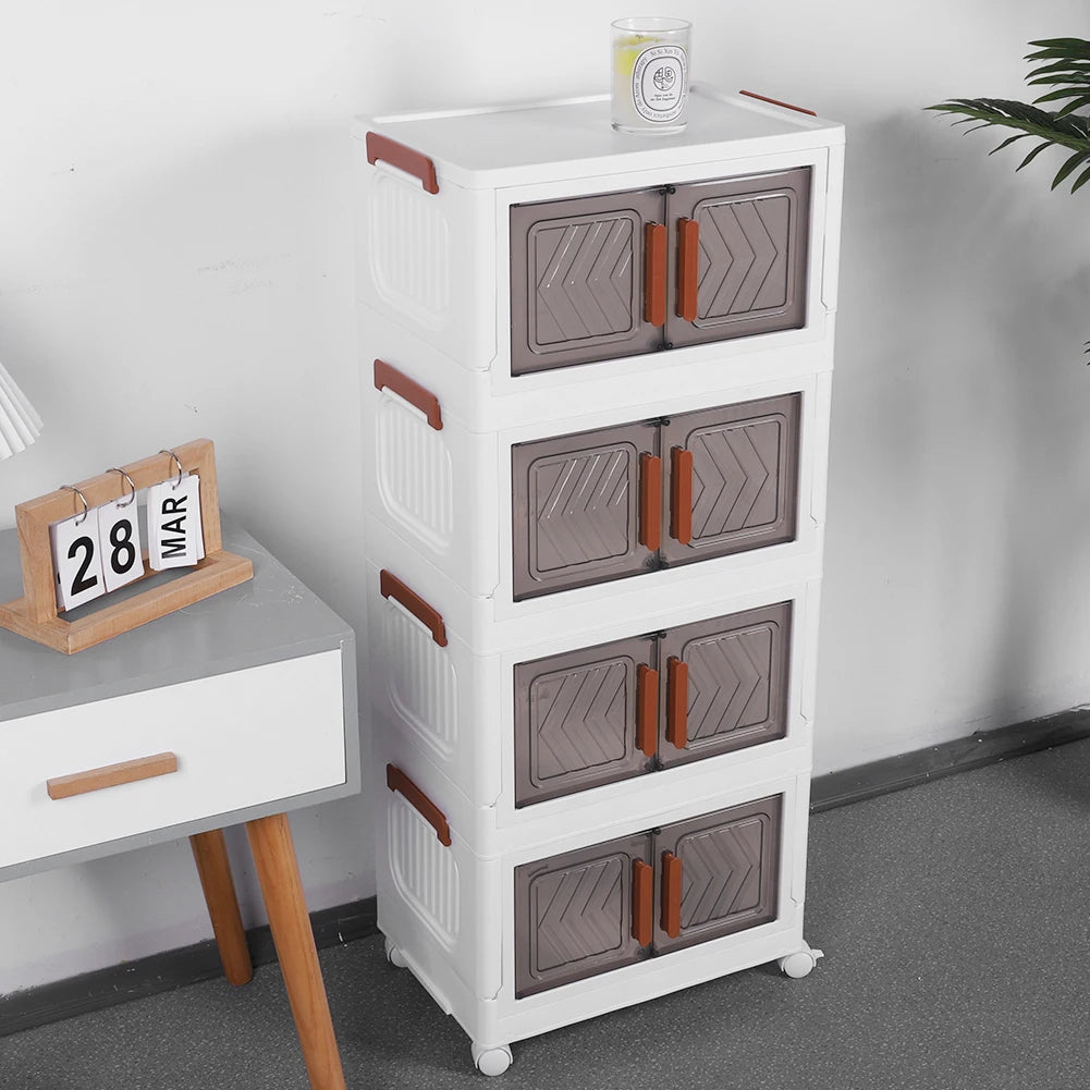 4 Tier Stackable Plastic Storage Bins with Lids Wheels