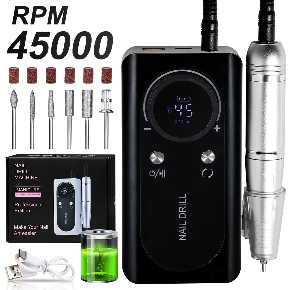 Rechargeable 45000RPM Electric Nail Drill Machine