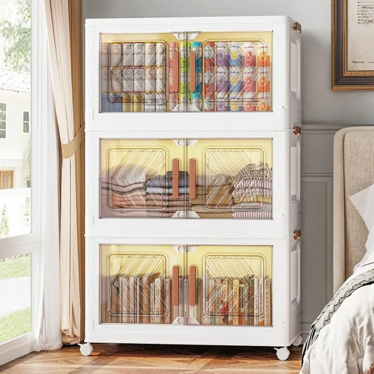 95QT Stackable Closet Storage Bins with Wheels