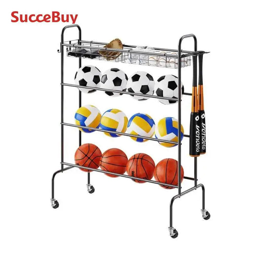 VEVOR 4-Layer Rolling Basketball Storage Rack Organizer