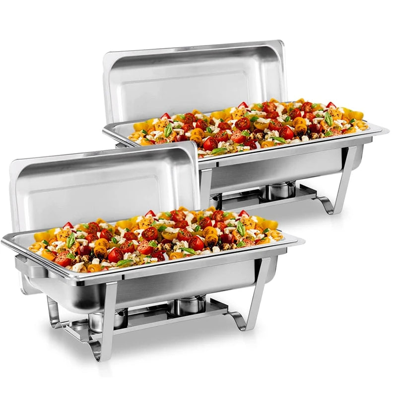2/4/6 Pack 8QT Stainless Steel Chafing Dish Buffet Set – Food Warmer with Lid Holders for Catering, Restaurants, Weddings, Banquets & Party Serving