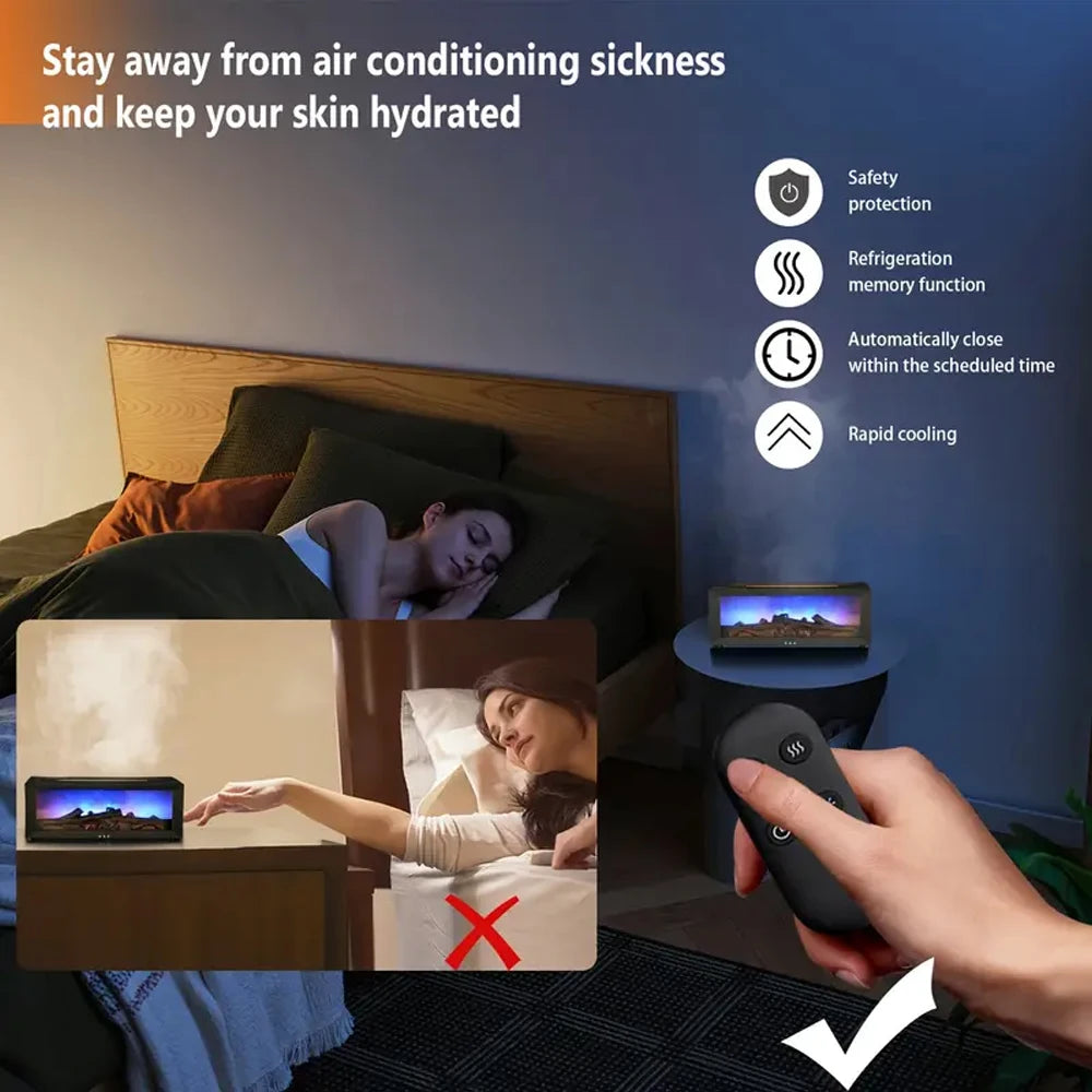 300ml Fireplace Flame Diffuser – 7-Color LED Essential Oil Humidifier with Timer & Remote for Home, Office & Hotel Aroma