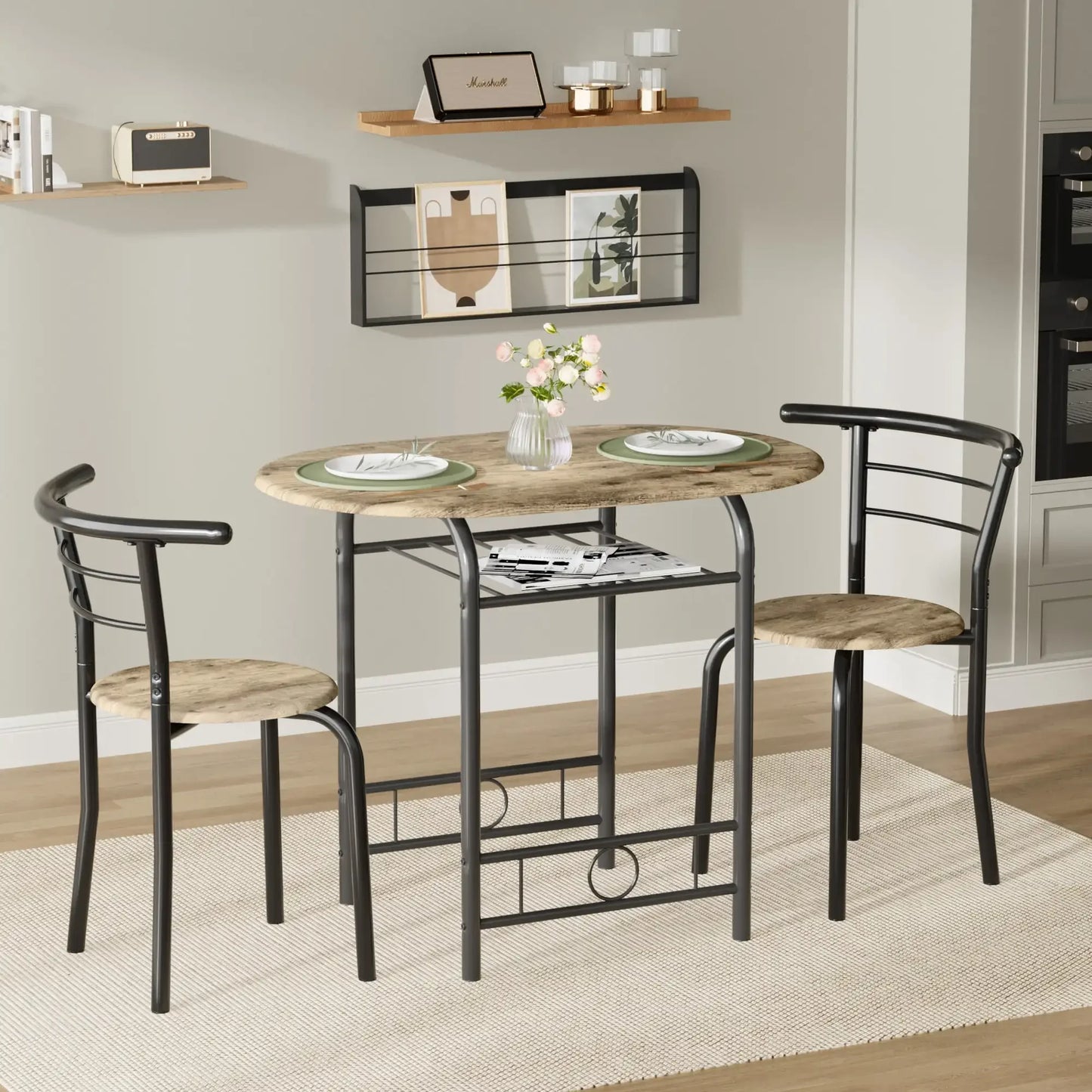 3-Piece Space Saving Kitchen Dining Set