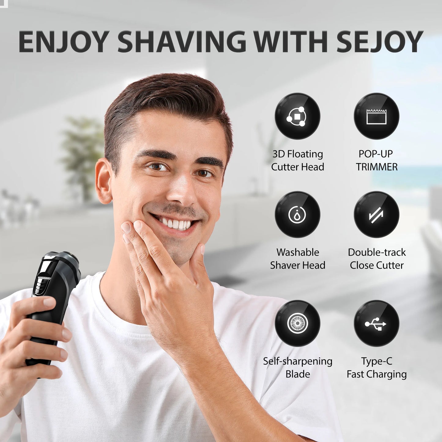 Sejoy 2-in-1 3D Electric Rotary Shaver