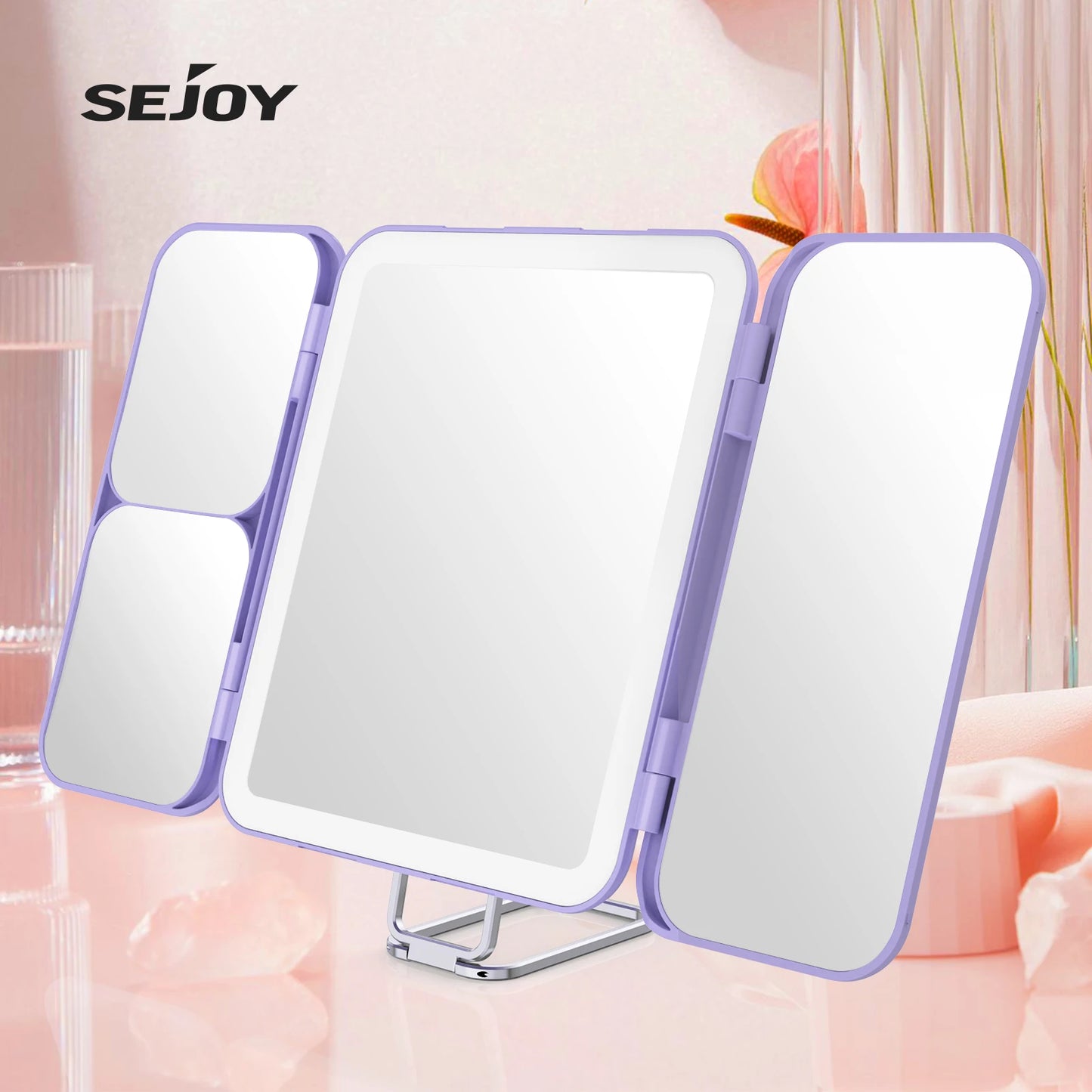 SEJOY LED Trifold Makeup Mirror Magnifying Touch