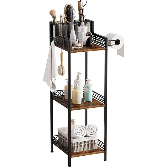 3-Tier Slim Bathroom Shelf Organizer with Holders