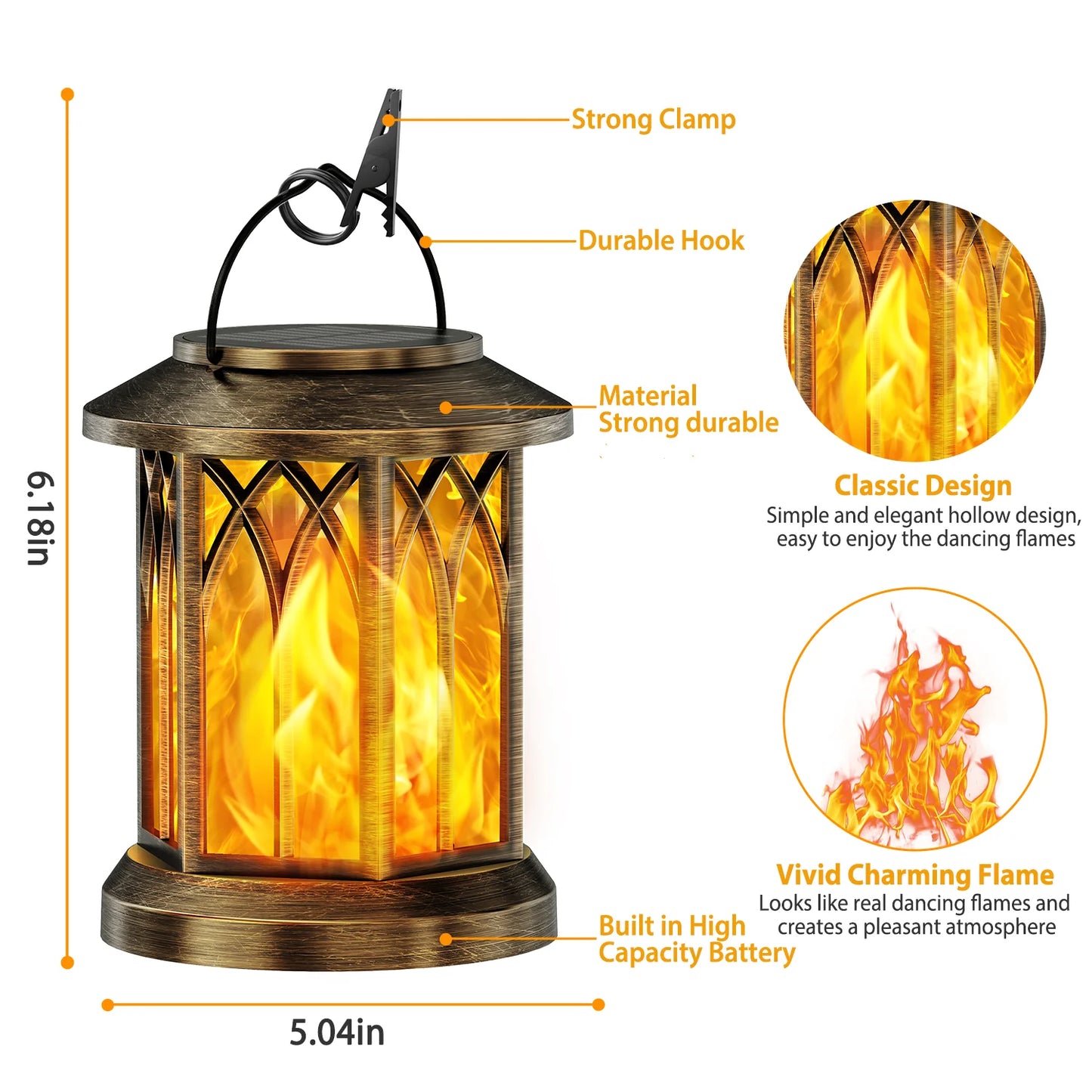 Flickering Flame Solar Lanterns Outdoor Hanging Lights