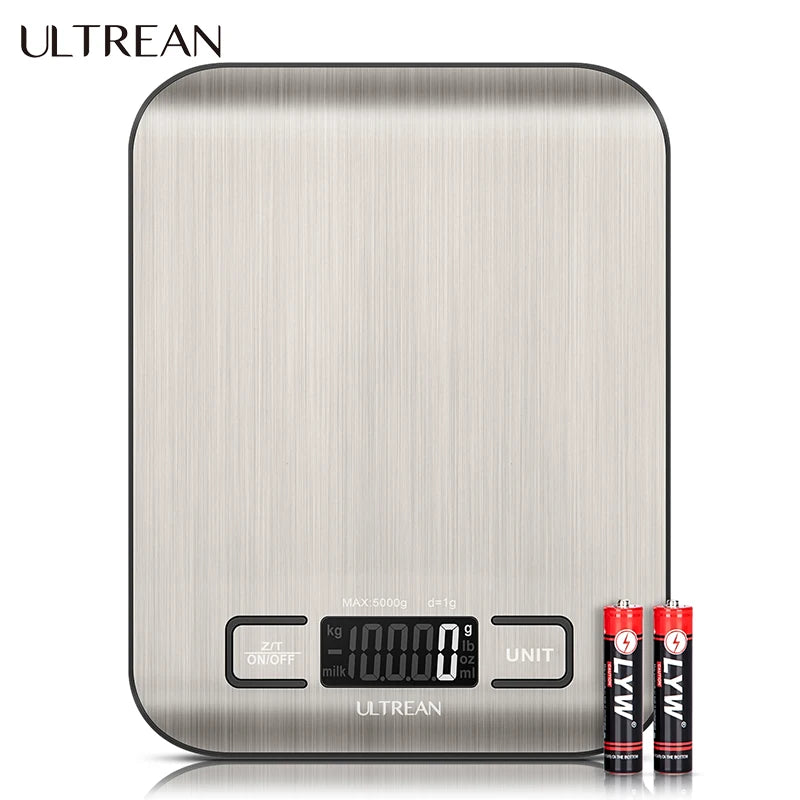ULTREAN Digital Kitchen Scale 5000g/1g – High Precision Waterproof Food Scale with LCD Display, Multifunction Electronic Weight Scale for Cooking, Baking & Meal Prep