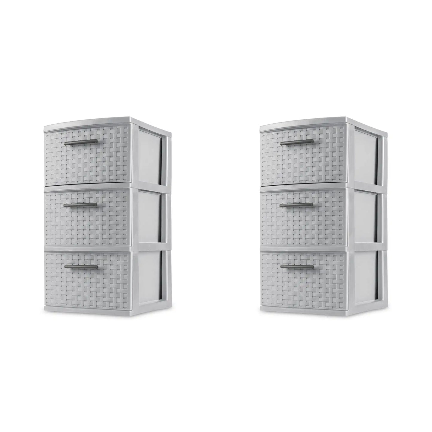 2-Pack Gray 3-Drawer Storage Towers