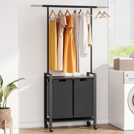 Laundry Sorter Basket With Extendable Hanging Bar