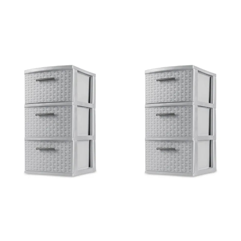 2-Pack Gray 3-Drawer Storage Towers