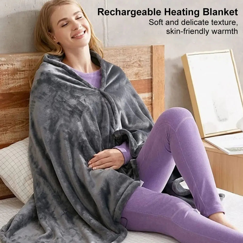 USB Electric Heated Wearable Blanket – 3-Level Washable Body Warmer Throw for Home & Office Comfort