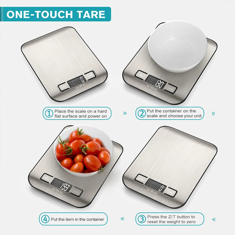 ULTREAN Digital Kitchen Scale 5000g/1g – High Precision Waterproof Food Scale with LCD Display, Multifunction Electronic Weight Scale for Cooking, Baking & Meal Prep