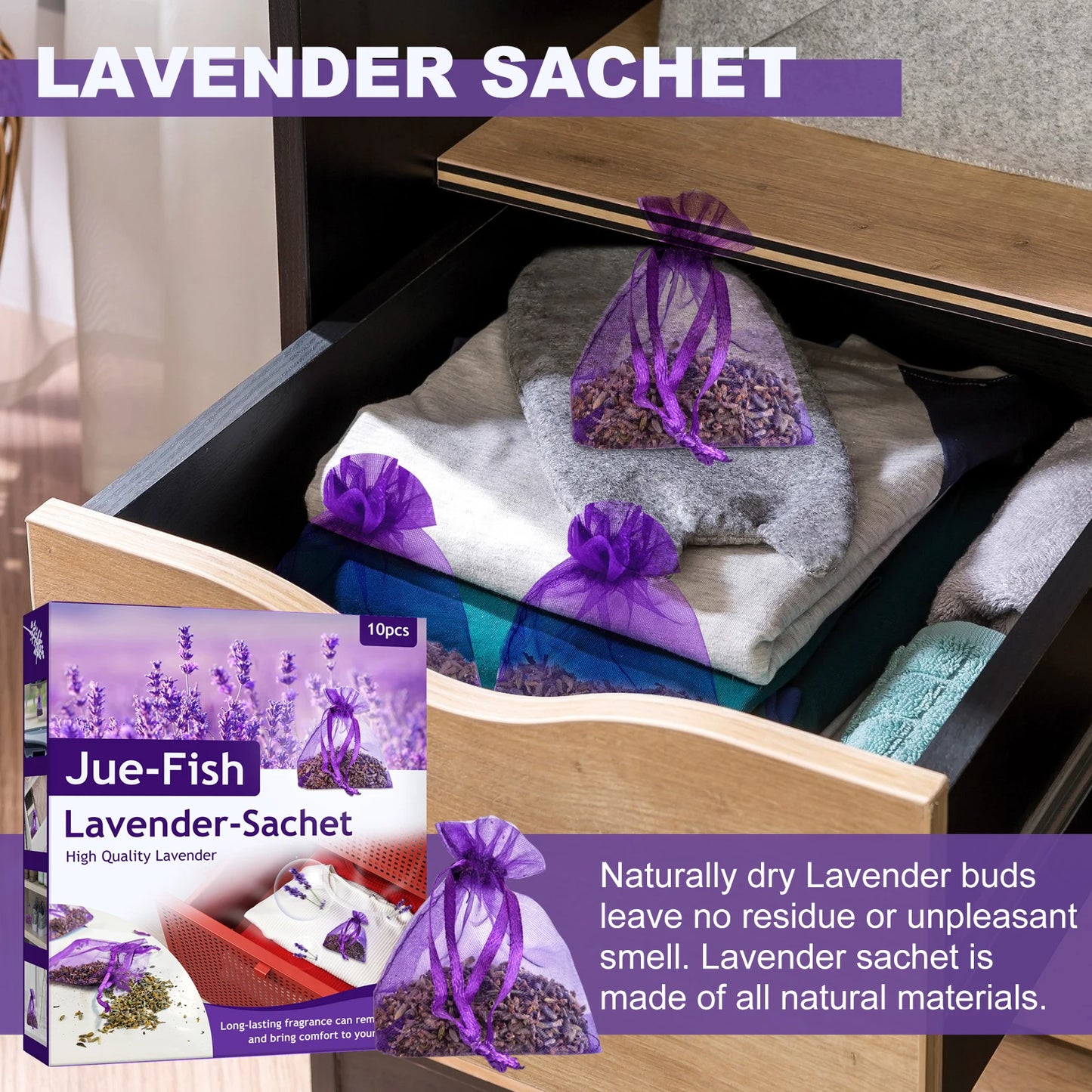 Lavender Scented Sachet Bags – Aromatic Drawer Closet & Car Freshener for Home Deodorizing & Relaxation
