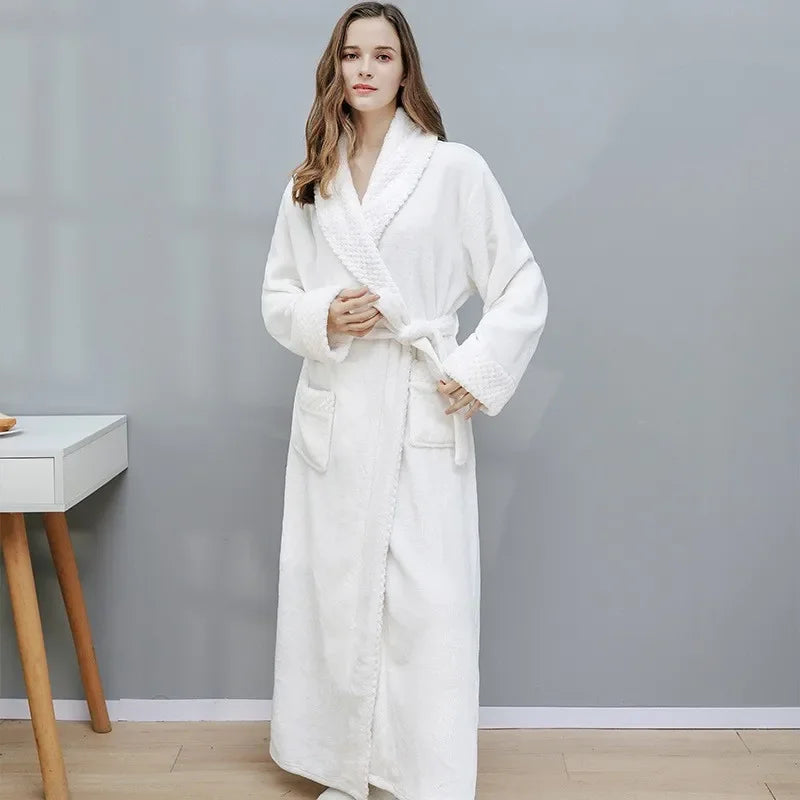 Plush Coral Velvet Unisex Winter Bathrobe Pajamas