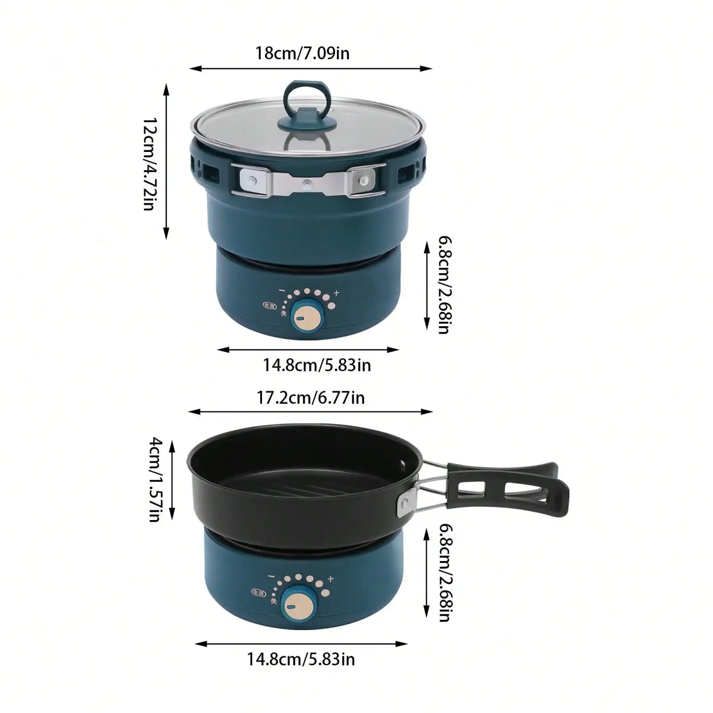 Portable Electric Hot Pot with Foldable Handles – Multi-Function Mini Cooker for Ramen, Noodles, Soup & Stew, Adjustable Power Compact Travel Cooking Pot