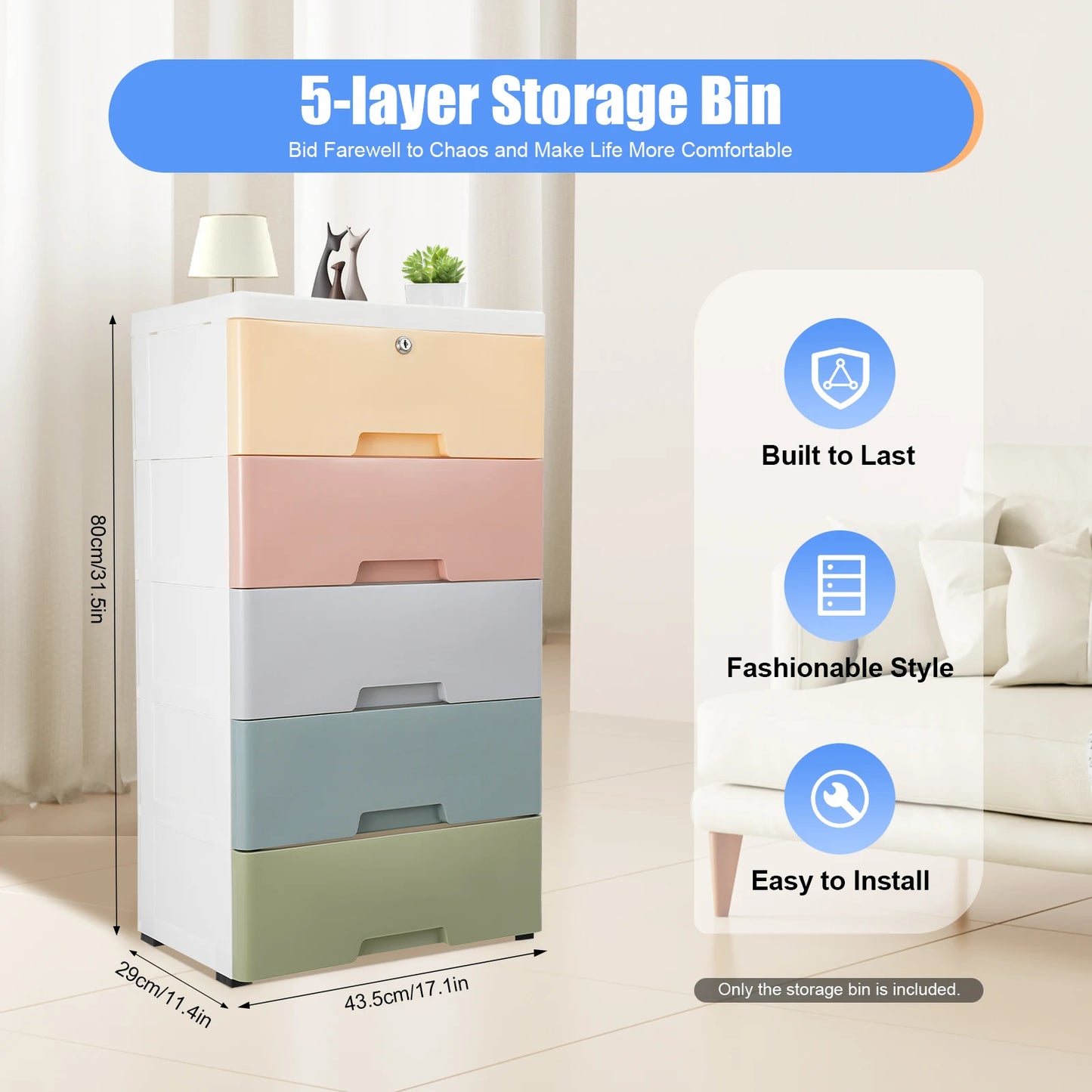 5-Layer Kids Bedside Storage Tower