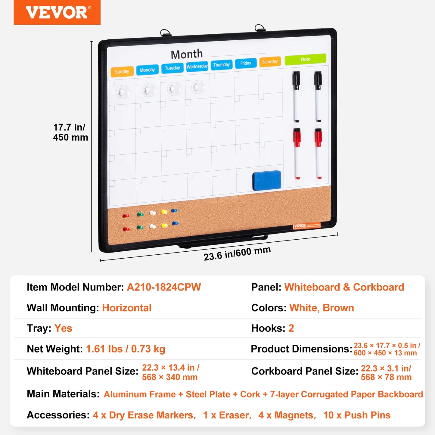 SucceBuy 2-in-1 Magnetic Whiteboard & Corkboard
