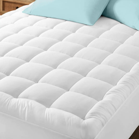 Plush Cooling Mattress Topper – Soft Pillow-Top Fitted Pad With Deep Pockets