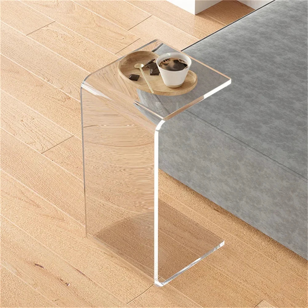 Modern Acrylic C-Shaped Transparent Side Table