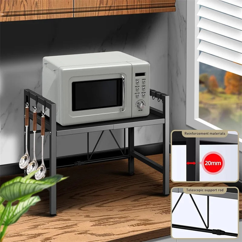 Adjustable Space-Saving Microwave Rack Kitchen Organizer