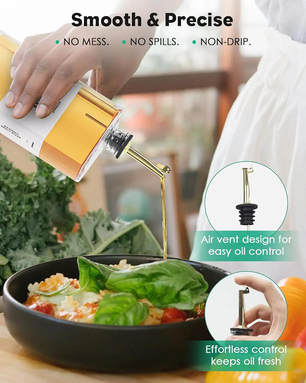 Glass Olive Oil and Vinegar Dispenser Bottle Set