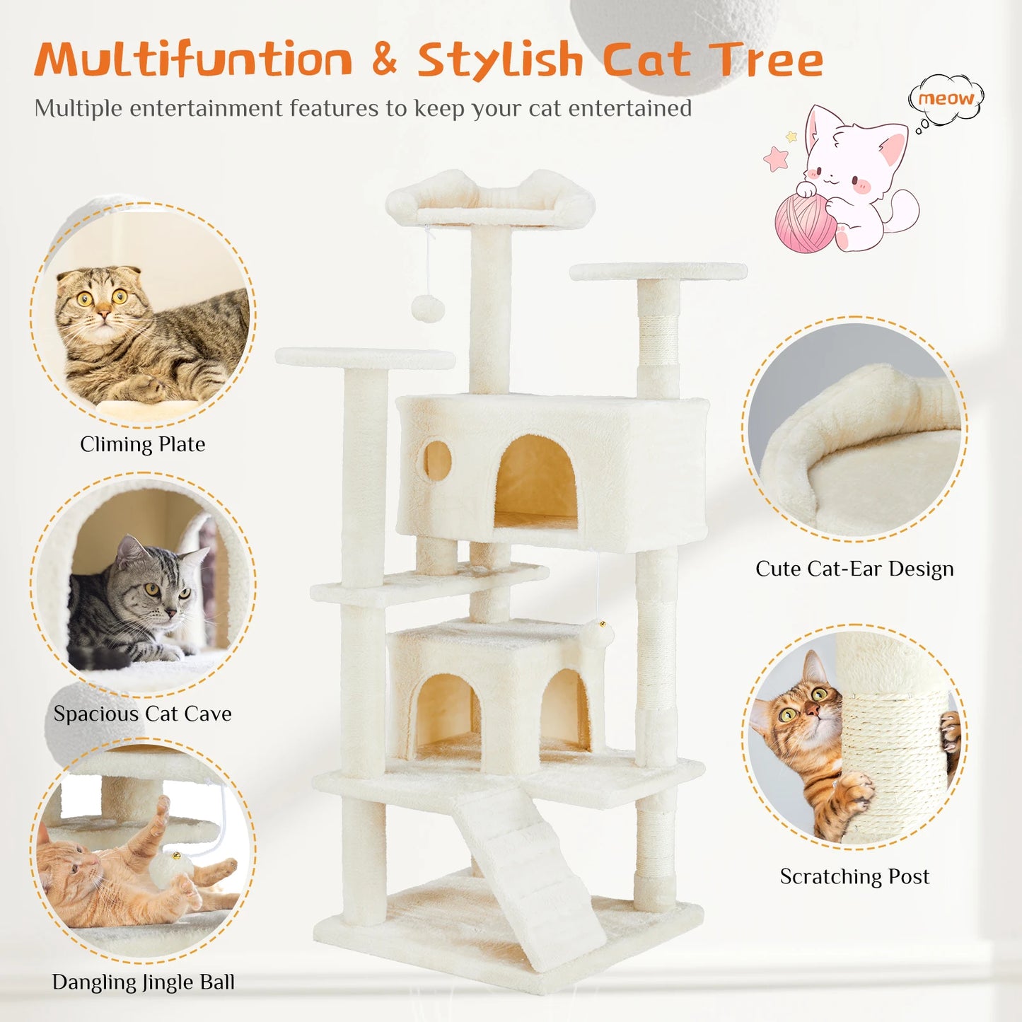 Multi-Level Cat Tree Tower with Scratcher