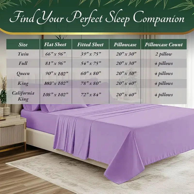 Bamboo Cooling Queen Size Sheet Set – 4-Piece/6-Piece Ultra Soft Breathable Bedding for Hot Sleepers, Deep Pocket Bed Sheets for Kids & Adults