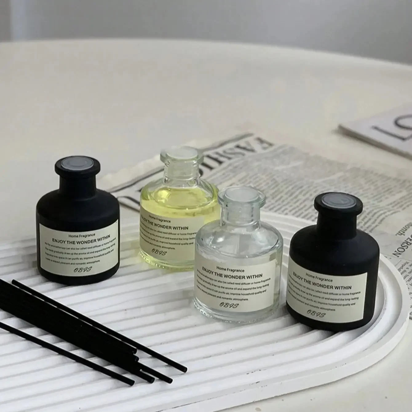 50ml Aromatherapy Fragrance Oil with Reed Diffuser – Freesia & Jasmine Flameless Home Air Freshener for Bedroom & Living Space