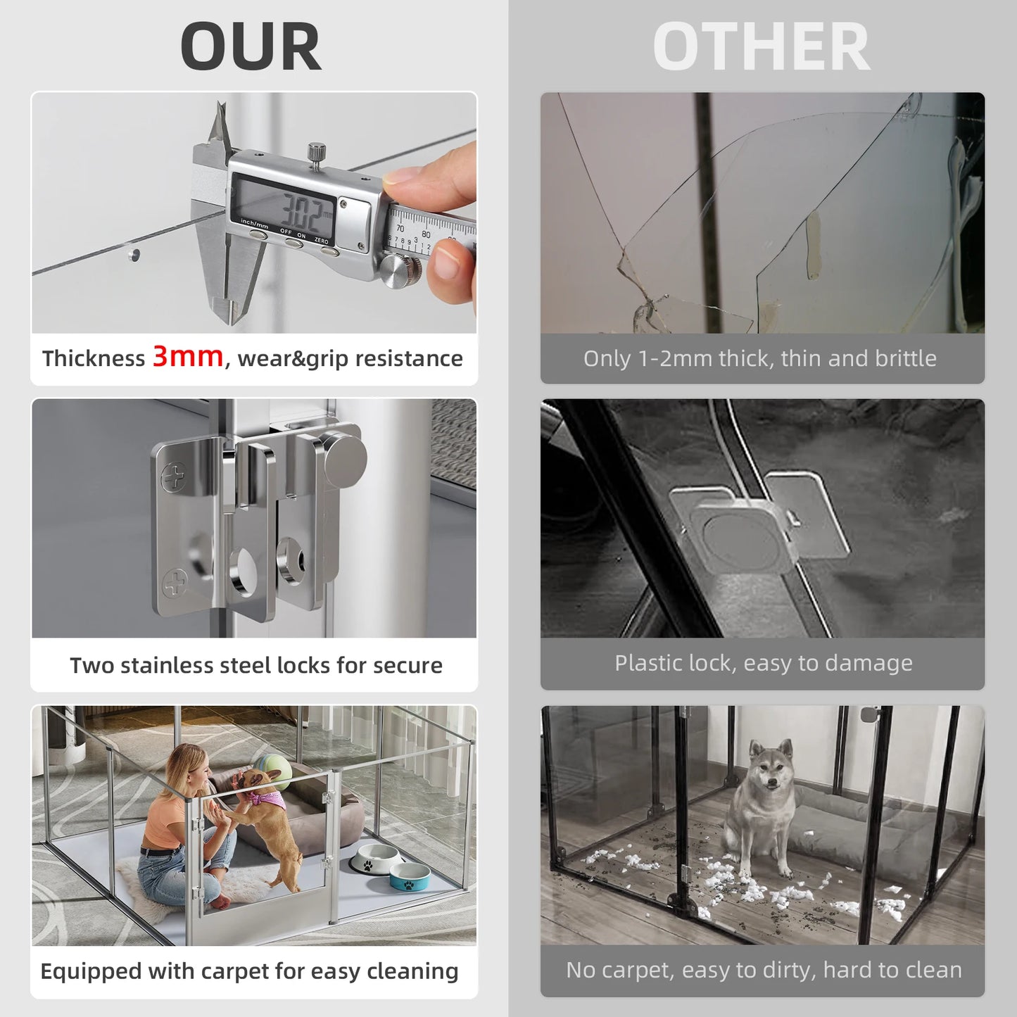 Clear Acrylic Pet Playpen with Pad