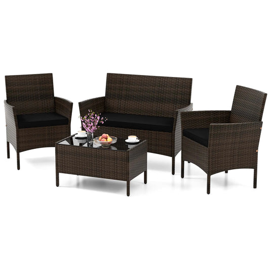 4-Piece Patio Furniture Set with Cushions