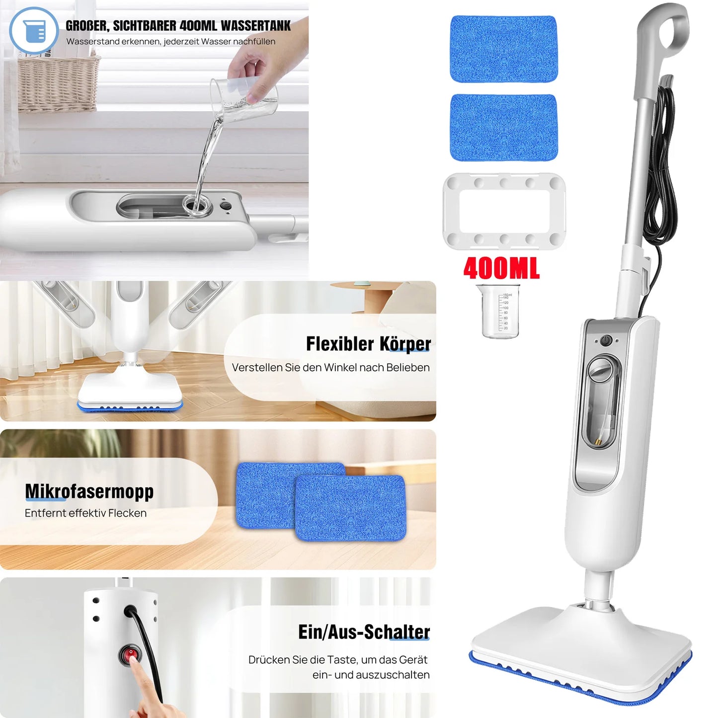 DayPlus Powerful 1500W Steam Mop Cleaner