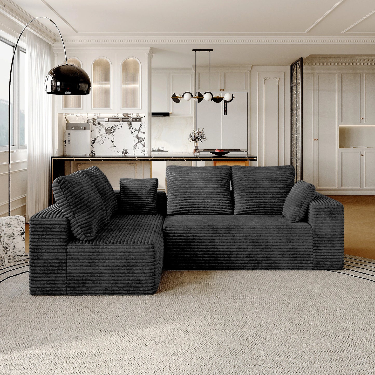 104-Inch Cloud Sectional Sofa with L-Shape Chaise – Modern Modular Deep Seat Couch, Oversized Boneless Living Room Sofa for Bedroom, Apartment & Family Room