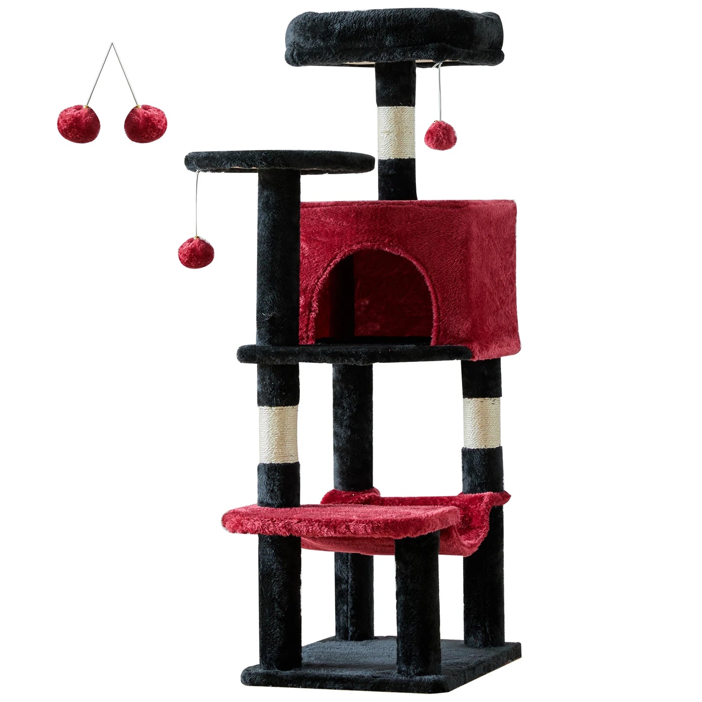 JHK 44-Inch Cat Tree for Indoor Cats – Multi-Level Climbing Tower with Sisal Scratching Posts & Stable Pet House