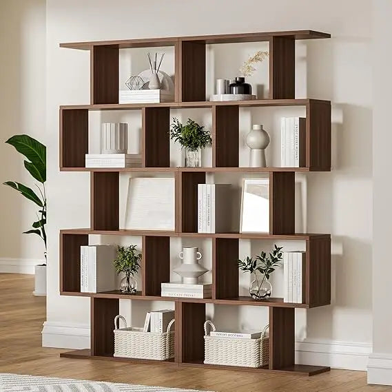 5-Tier S-Shaped Bookcase Set
