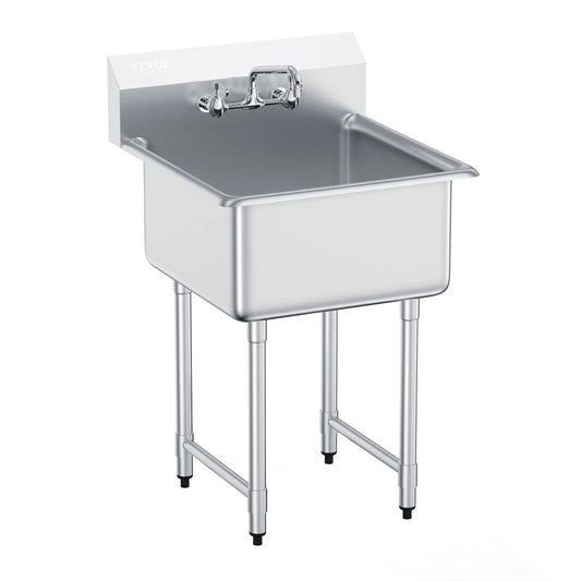 Stainless Steel Utility Sink – Commercial Prep Station With Faucet