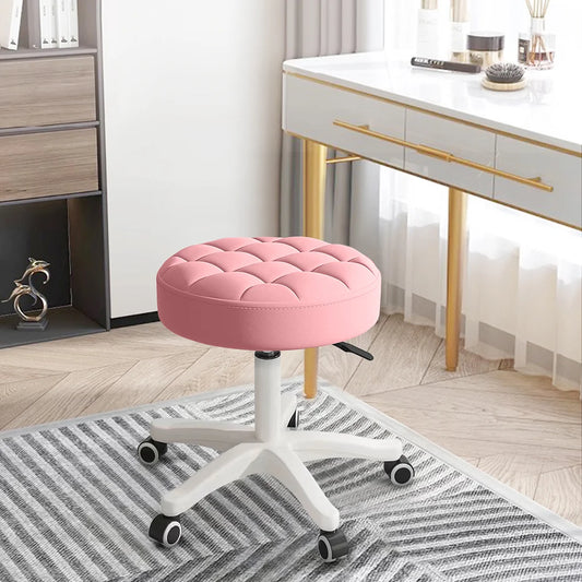 Adjustable PU Leather Rolling Swivel Office Stool