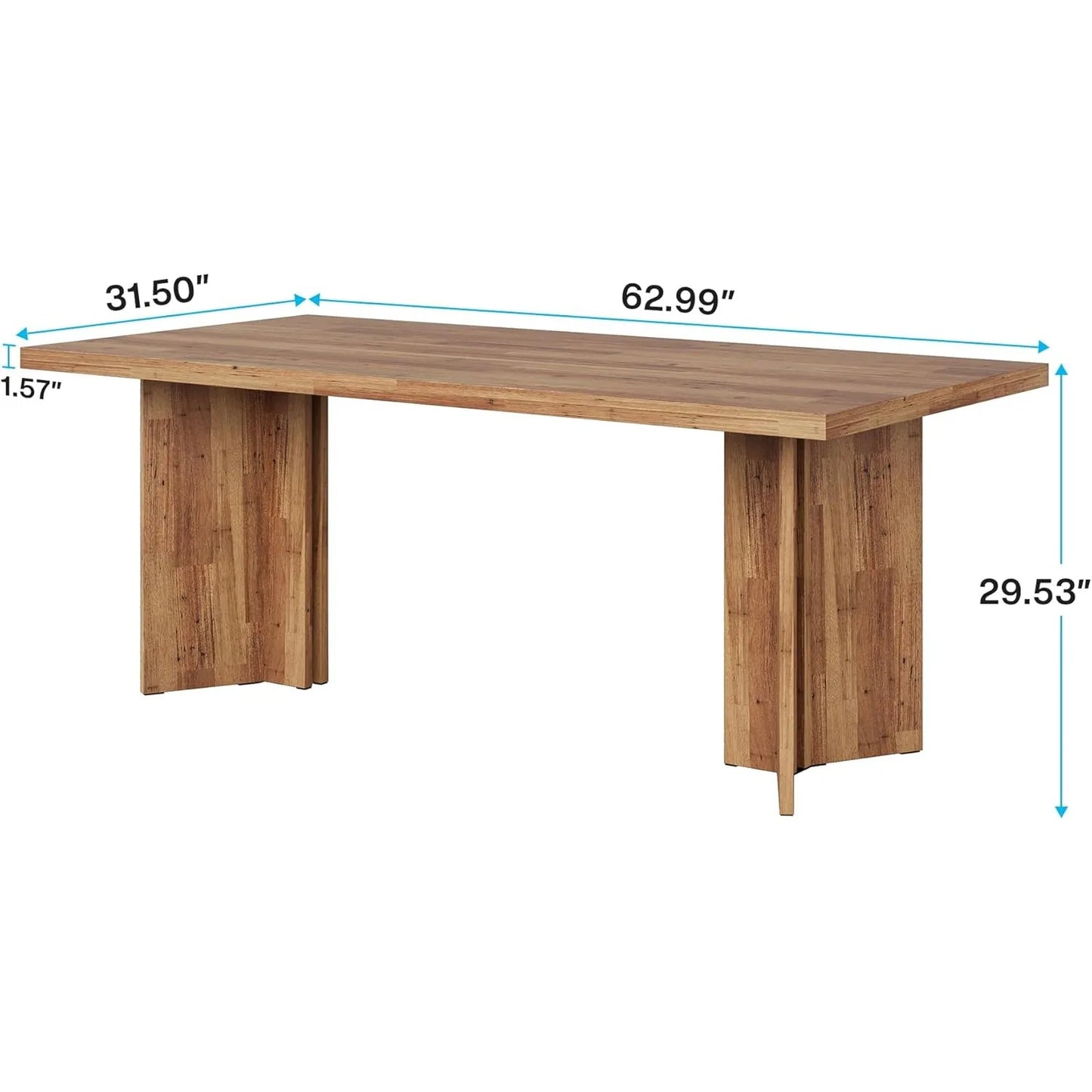 63-Inch Farmhouse Dining Table for 4–6 People – Large Rectangular Kitchen & Dining Room Table, Modern Rustic Wooden Dining Table for Home, Living Room & Breakfast Nook