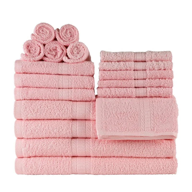 18-Piece Soft Absorbent 100% Cotton Towel Set