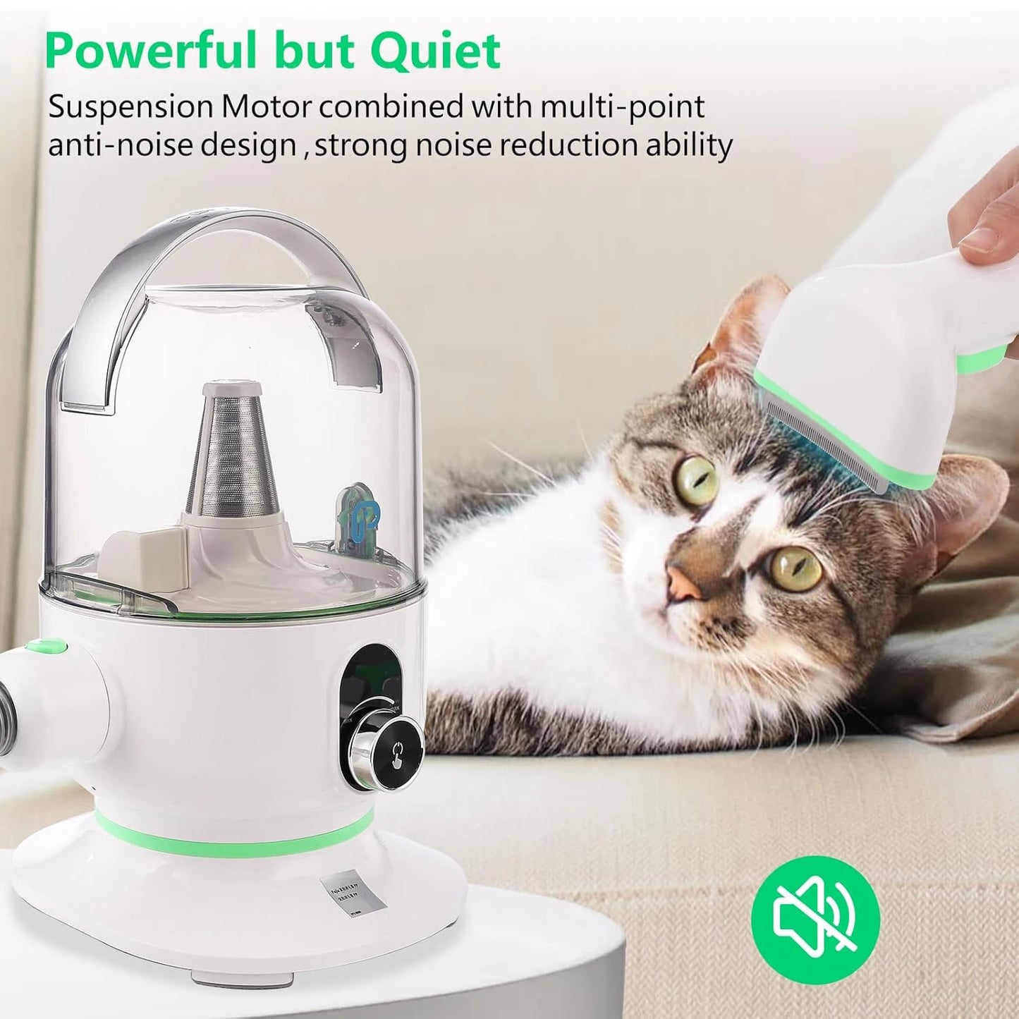 Pet Grooming Vacuum Kit 2L Quiet Dog Hair Trimmer with 5 Professional Grooming Tools