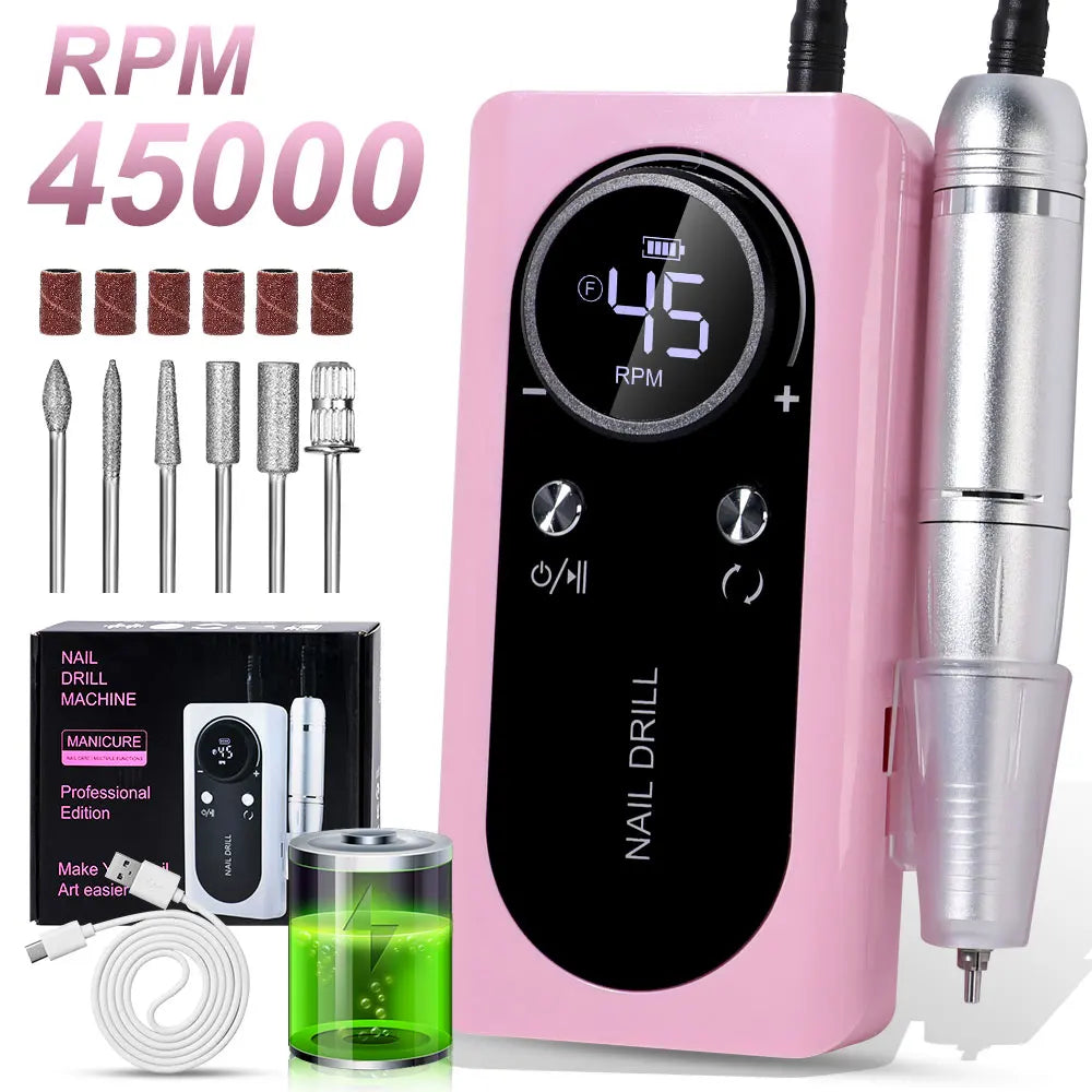 Rechargeable 45000RPM Electric Nail Drill Machine