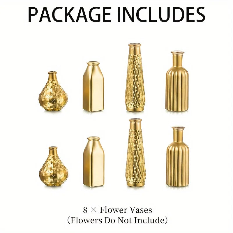 Gold Cylindrical Glass Vase for Table Décor