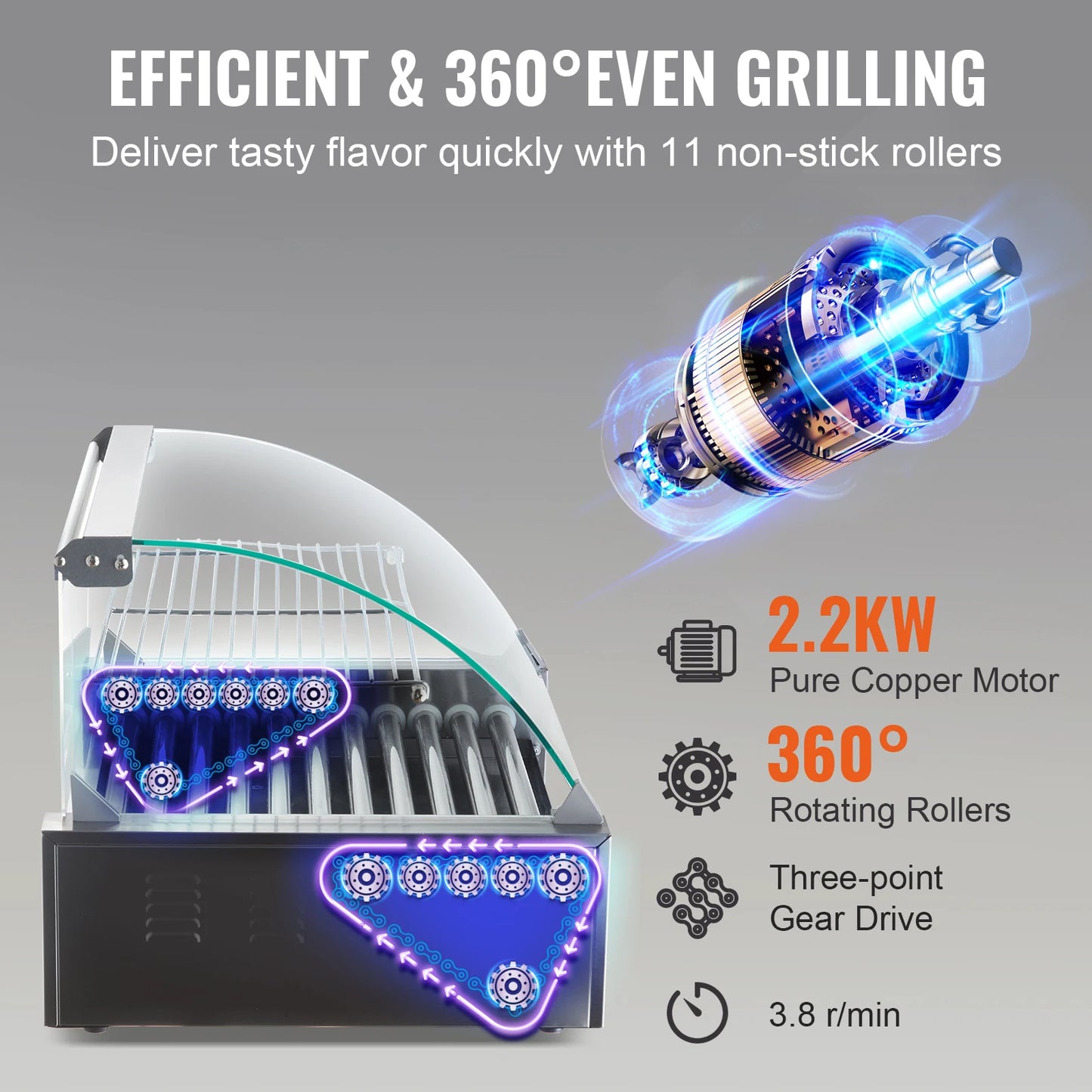 Commercial Hot Dog Roller Grill Machine – 5/7/11 Roller Electric Sausage Cooker & BBQ Hotdog Maker for Home, Camping, Parties & Snack Bars 110V