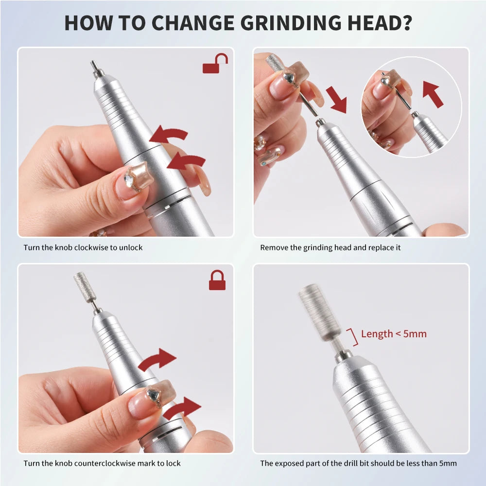 Rechargeable 45000RPM Electric Nail Drill Machine