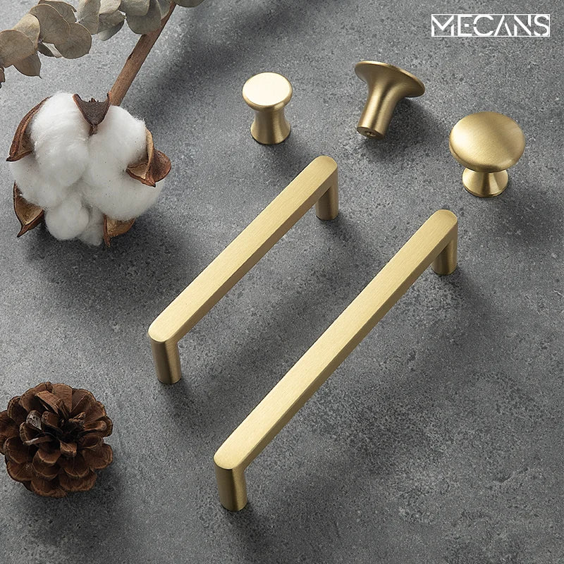 Solid Brass Cabinet Handles & Drawer Pulls – Pure Copper Bar Knobs for Kitchen & Furniture