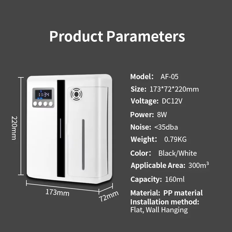 Bluetooth Aroma Diffuser 300m³ – Wall-Mounted Smart Fragrance Air Purifier for Home