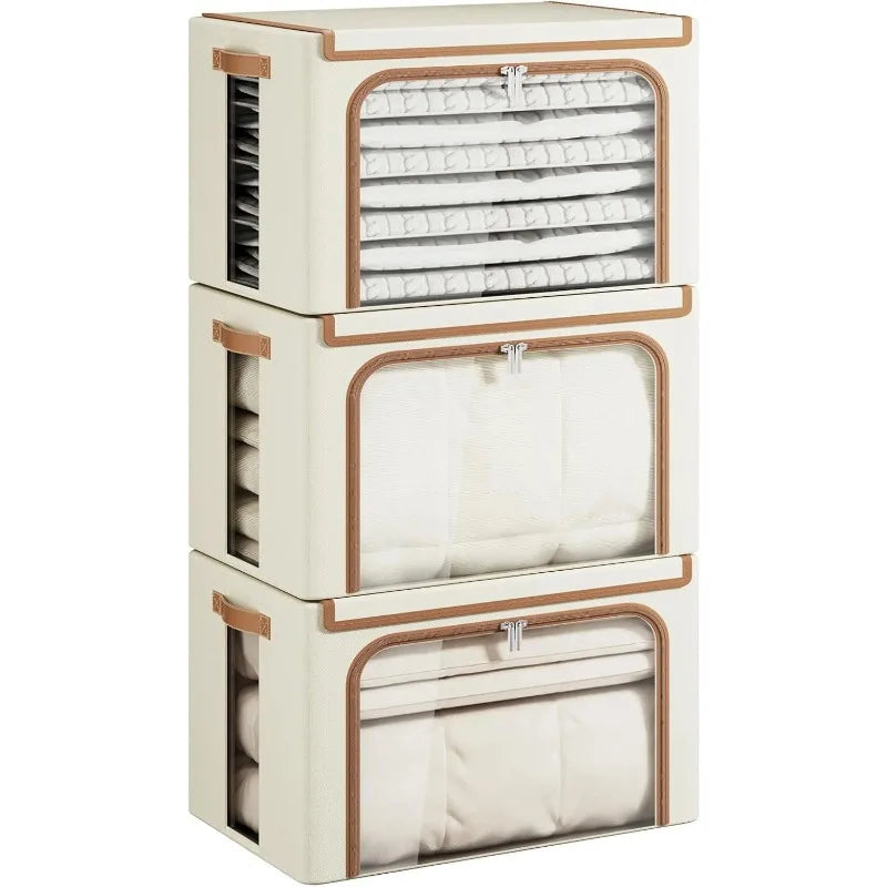 3-Pack Large 66L Closet Storage Bins