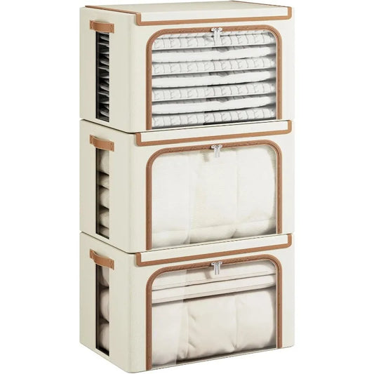 3-Pack Large 66L Closet Storage Bins