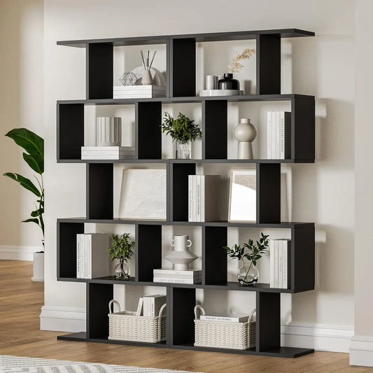 5-Tier S-Shaped Bookcase Set