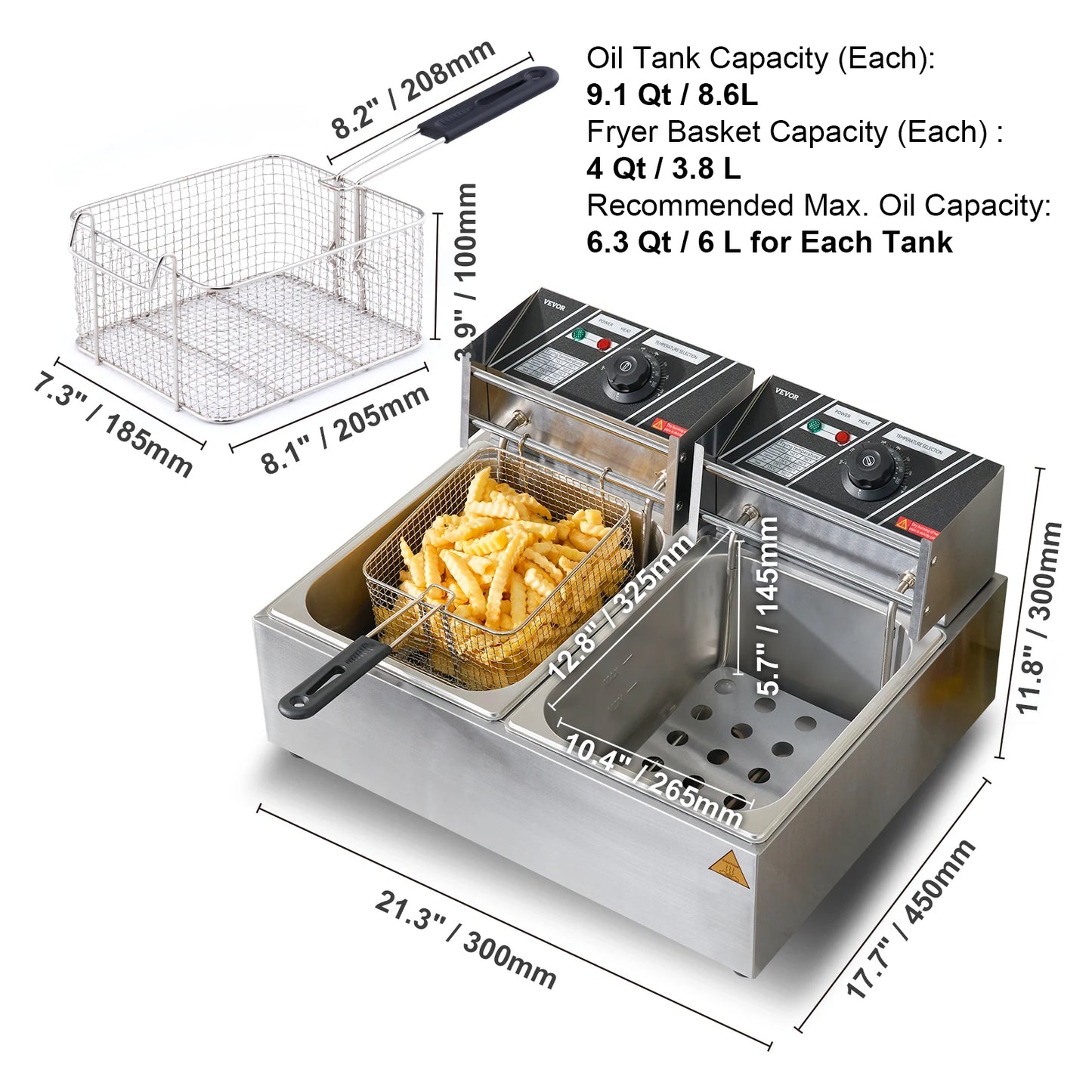 SucceBuy 12L Dual Tank Electric Deep Fryer